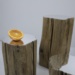 small tables in solid trunk, precious and recovered wood and mirror foil 